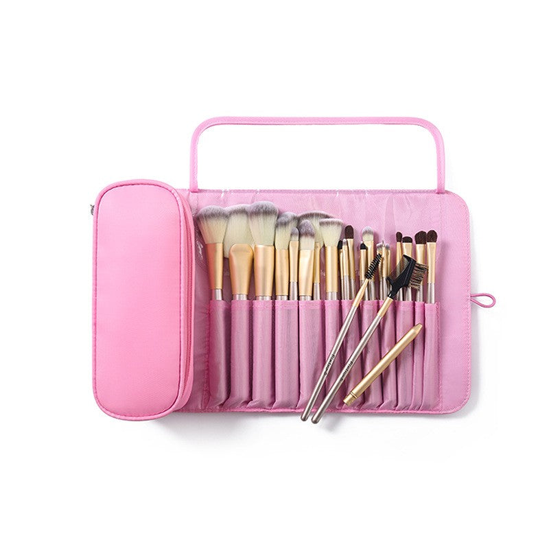 Large Capacity Makeup Brush Organizer Bag - Multi-Functional Korean Style Portable Cosmetic Pouch for Students