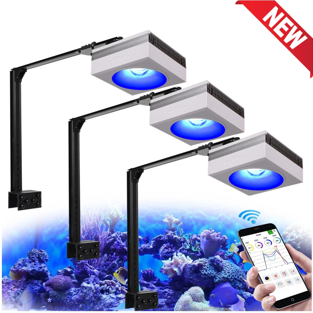 NEW PopBloom RL90 WiFi Led Aquarium Light Full Spectrum, Reef Light Aquarium Saltwater Coral Growing Marine Aquarium Tank Lamp