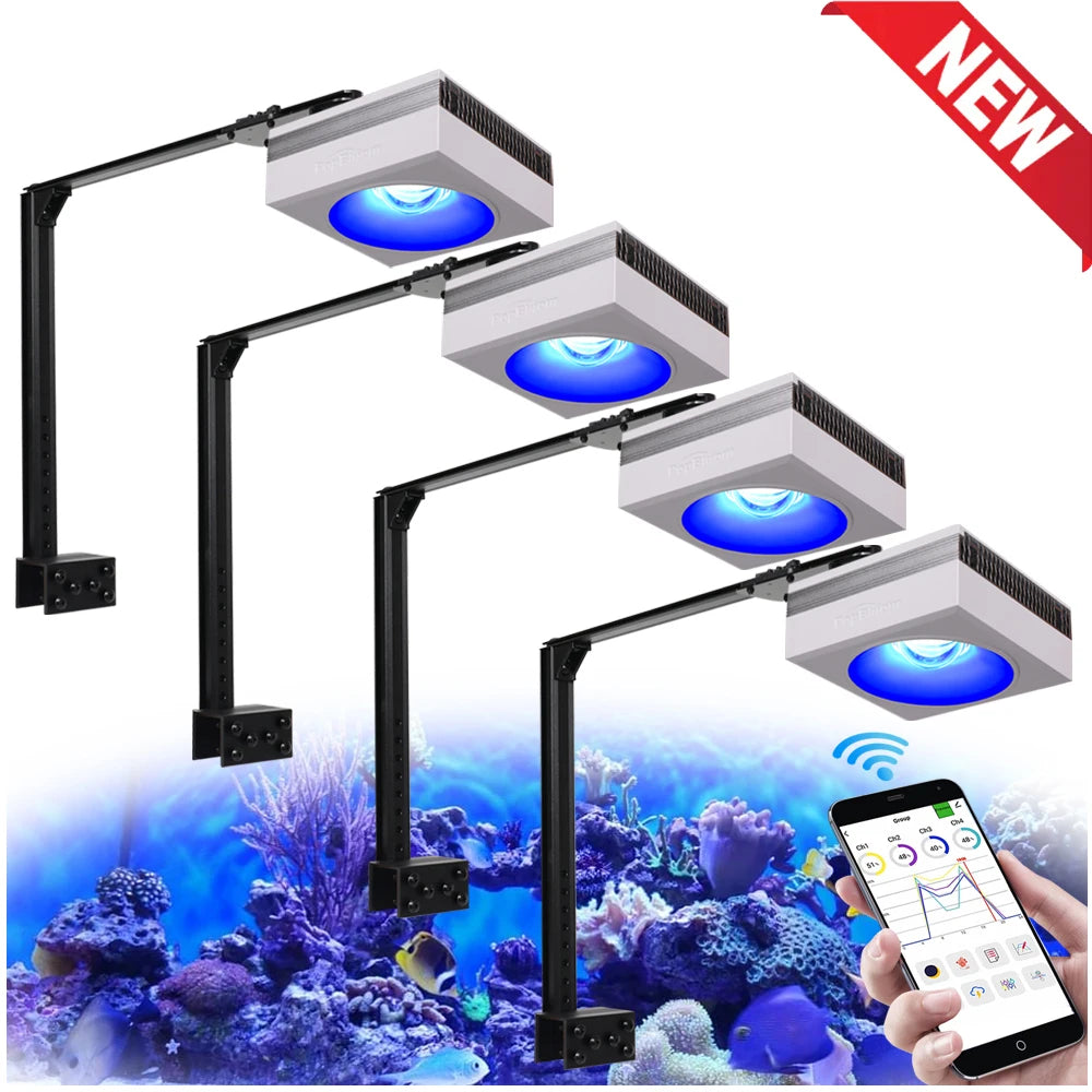 NEW PopBloom RL90 WiFi Led Aquarium Light Full Spectrum, Reef Light Aquarium Saltwater Coral Growing Marine Aquarium Tank Lamp