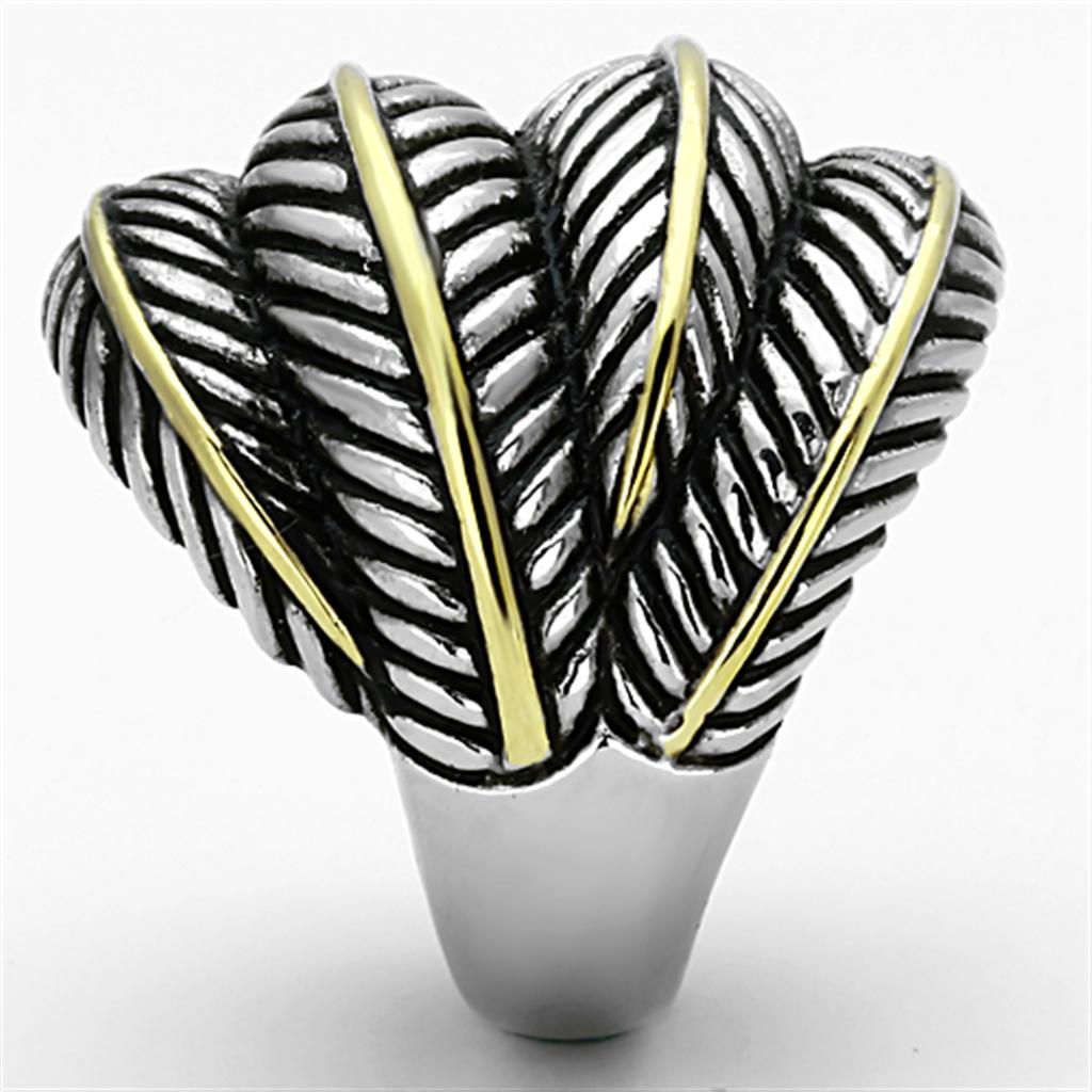 TK1209 - Two-Tone IP Gold (Ion Plating) Stainless Steel Ring with Epoxy in Jet