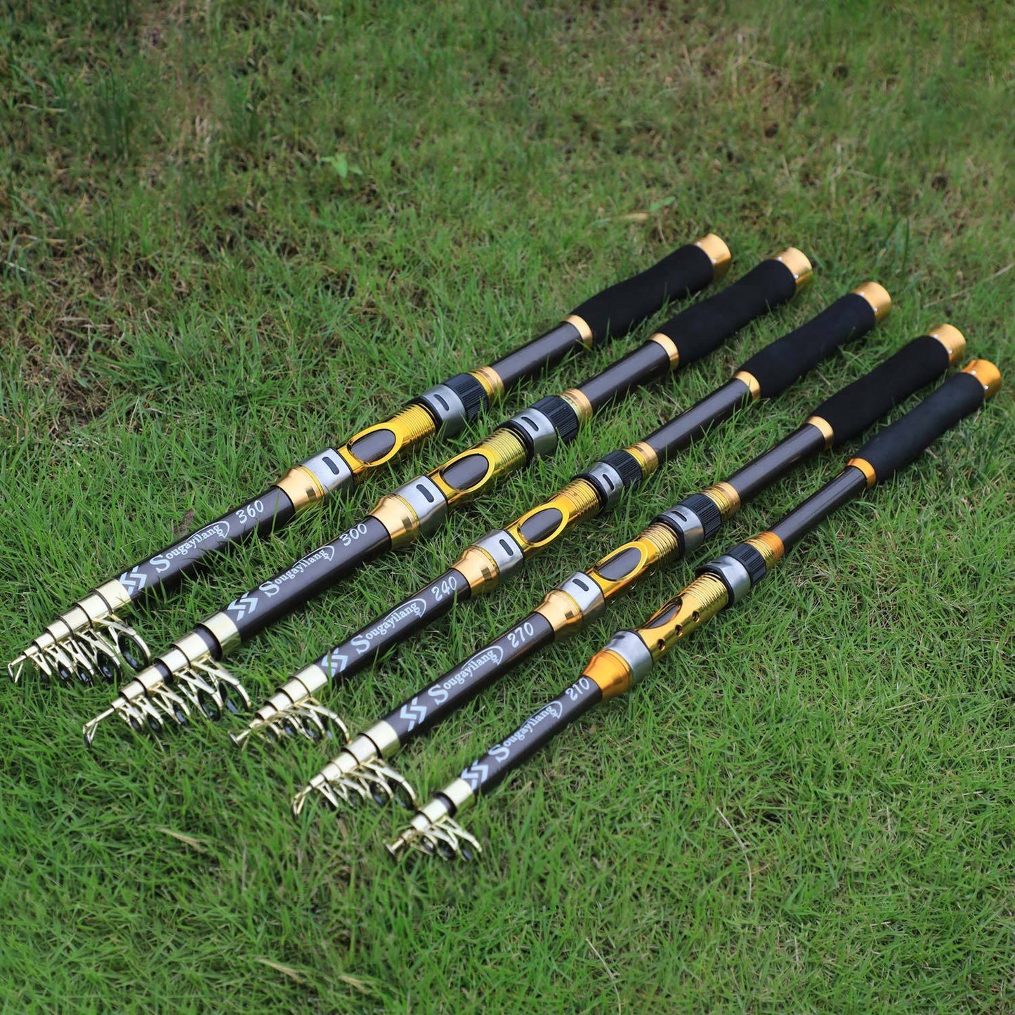 Sougayilang Spinning Fishing Rod Ultralight Carbon Fiber Portable Fishing Pole (actual Size:205-300cm/6.72-9.84ft)(due to Production Batch Problems, a Slight Error Is Within the Normal Range)