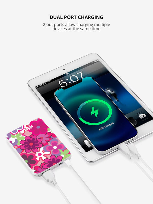 Groovy Floral Power Bank (USB-A + USB-C Ports)