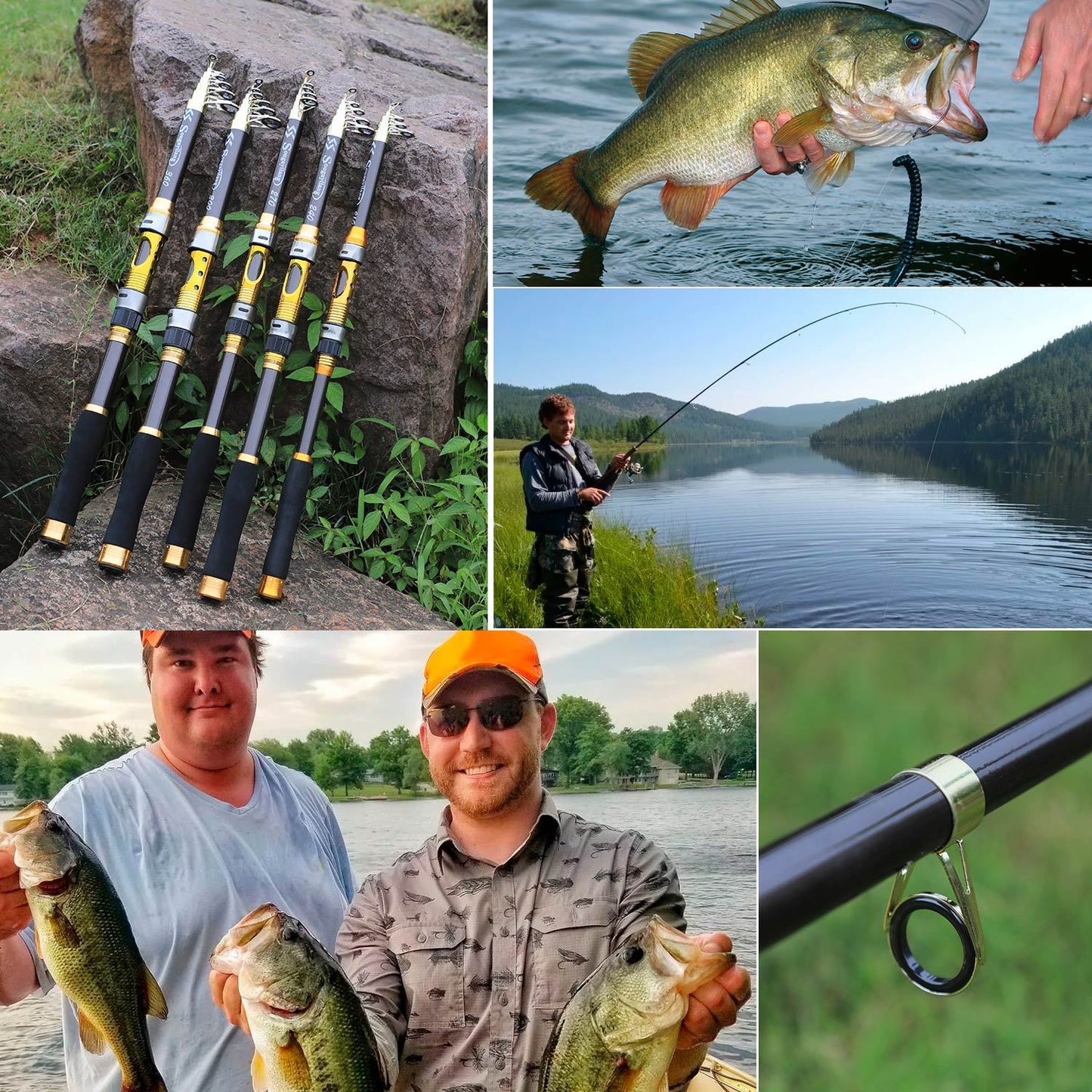 Sougayilang Spinning Fishing Rod Ultralight Carbon Fiber Portable Fishing Pole (actual Size:205-300cm/6.72-9.84ft)(due to Production Batch Problems, a Slight Error Is Within the Normal Range)