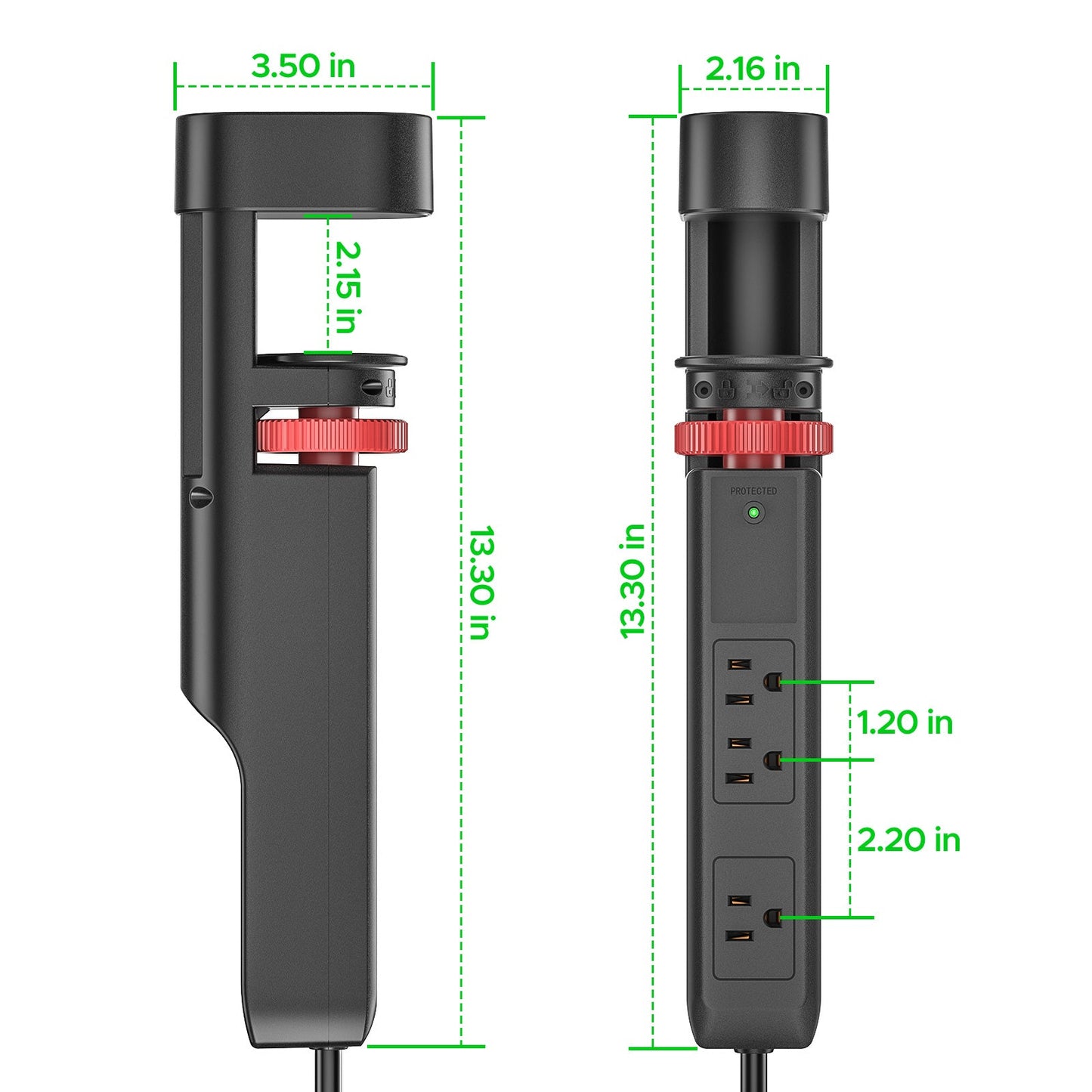 CRST Desk Clamp Surge Protector Power Strip with USB-C Port 6FT Extension Cord Flat Plug 1020J Protection Fits Tables Up to 2 Inches 36 Months Warranty