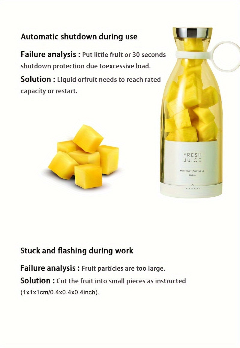 11.83oz Portable Electric Wireless Mini Fruit Blender Juicer - Perfect for On-the Go!