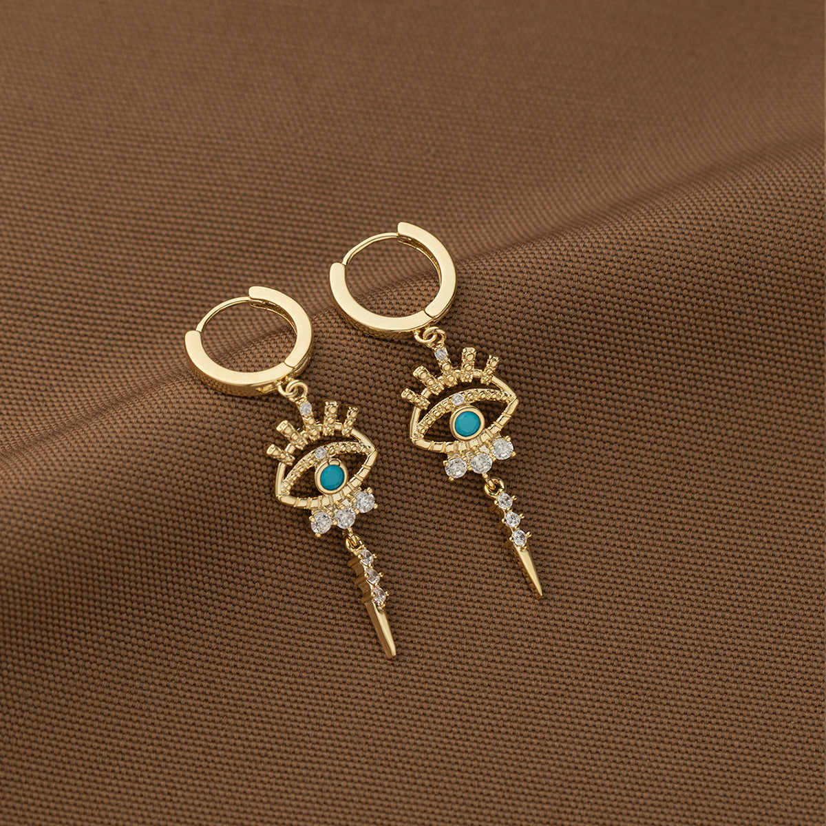 A Pair of Zirconium-encrusted Evil Eye Pendants