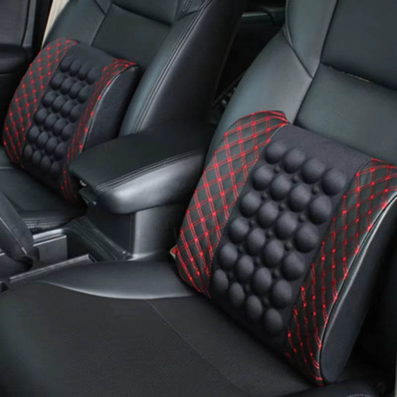 Electric Car Massage Lumbar Support Cushion Car Neck Pillow Seat Head Neck Auto Seat Back Cushion Waist Headrest Safety Support