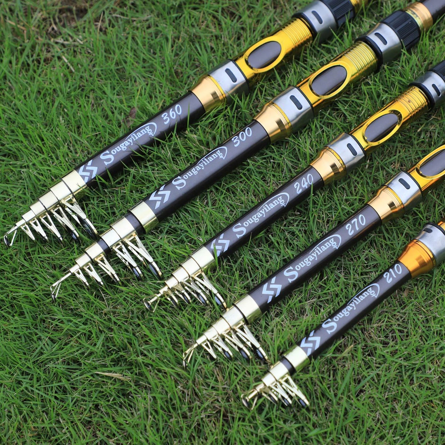 Sougayilang Spinning Fishing Rod Ultralight Carbon Fiber Portable Fishing Pole (actual Size:205-300cm/6.72-9.84ft)(due to Production Batch Problems, a Slight Error Is Within the Normal Range)