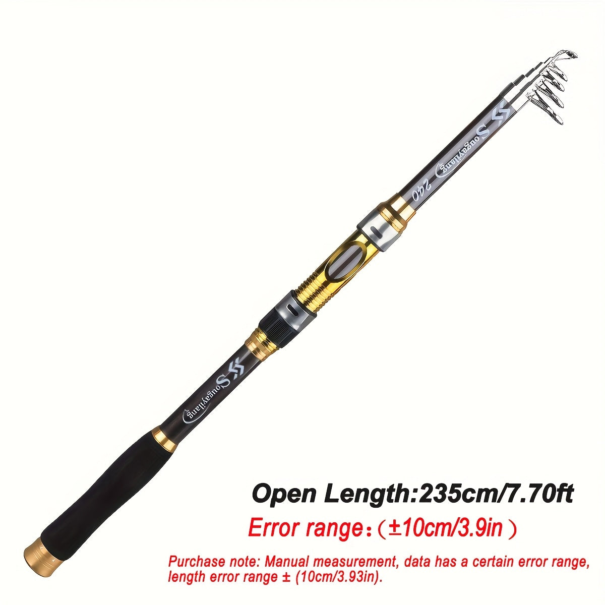 Sougayilang Spinning Fishing Rod Ultralight Carbon Fiber Portable Fishing Pole (actual Size:205-300cm/6.72-9.84ft)(due to Production Batch Problems, a Slight Error Is Within the Normal Range)