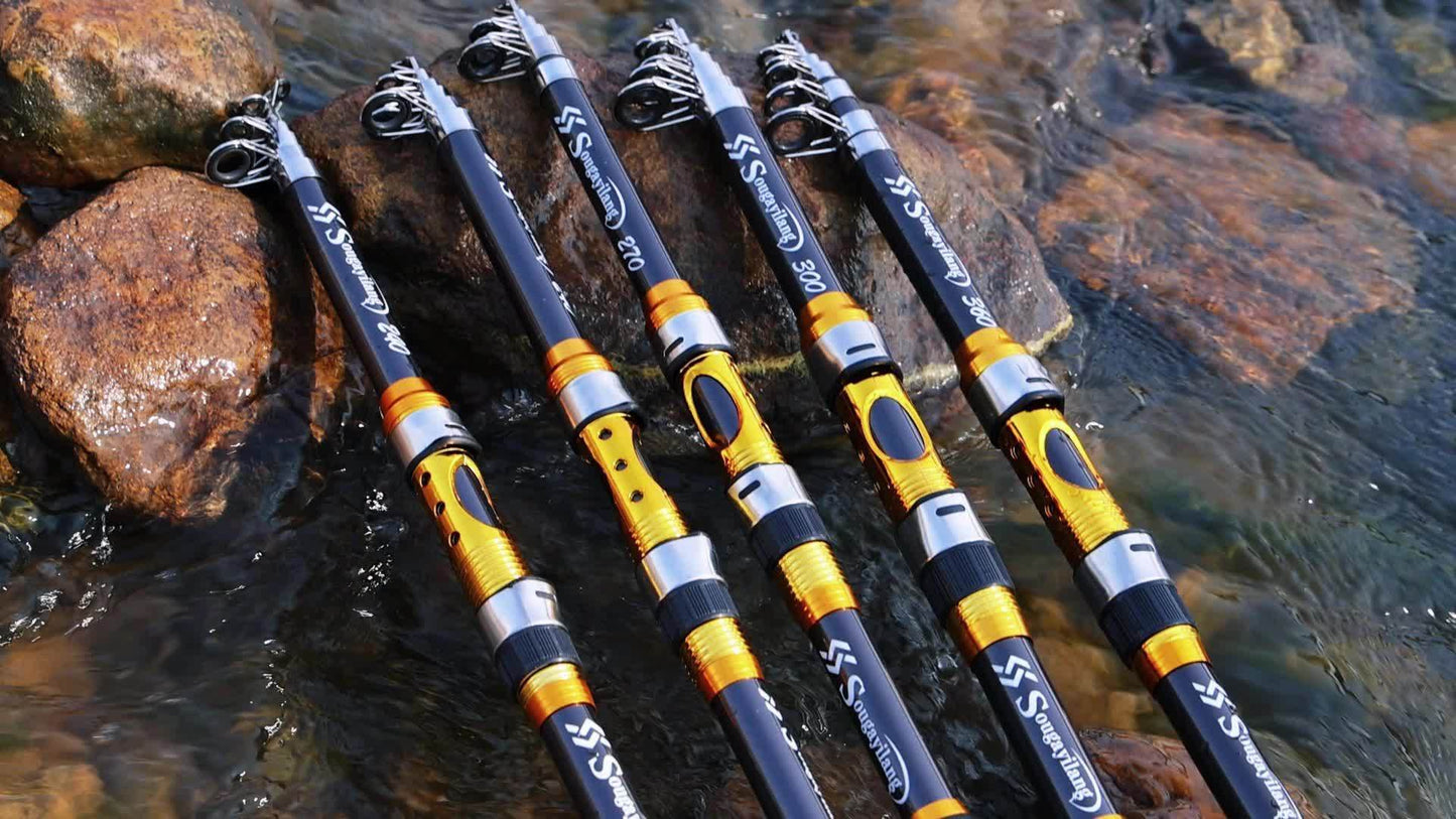 Sougayilang Spinning Fishing Rod Ultralight Carbon Fiber Portable Fishing Pole (actual Size:205-300cm/6.72-9.84ft)(due to Production Batch Problems, a Slight Error Is Within the Normal Range)