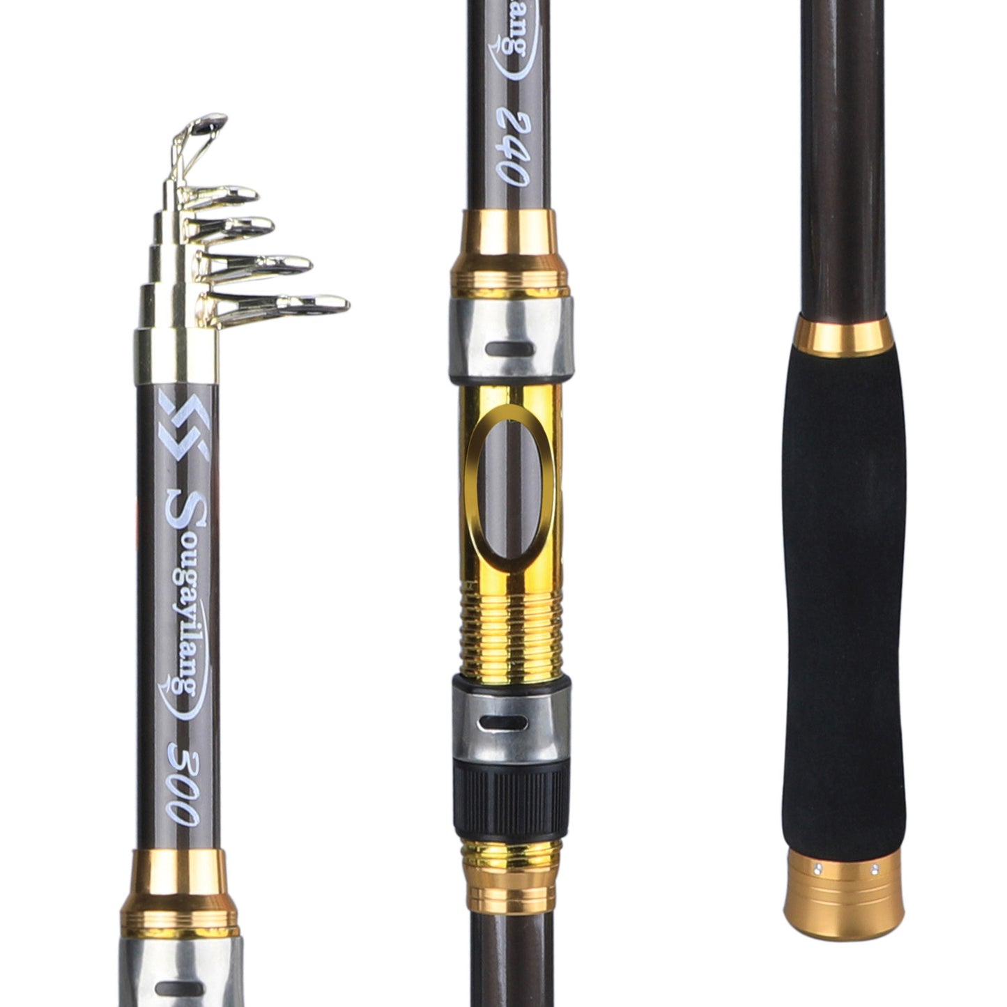 Sougayilang Spinning Fishing Rod Ultralight Carbon Fiber Portable Fishing Pole (actual Size:205-300cm/6.72-9.84ft)(due to Production Batch Problems, a Slight Error Is Within the Normal Range)