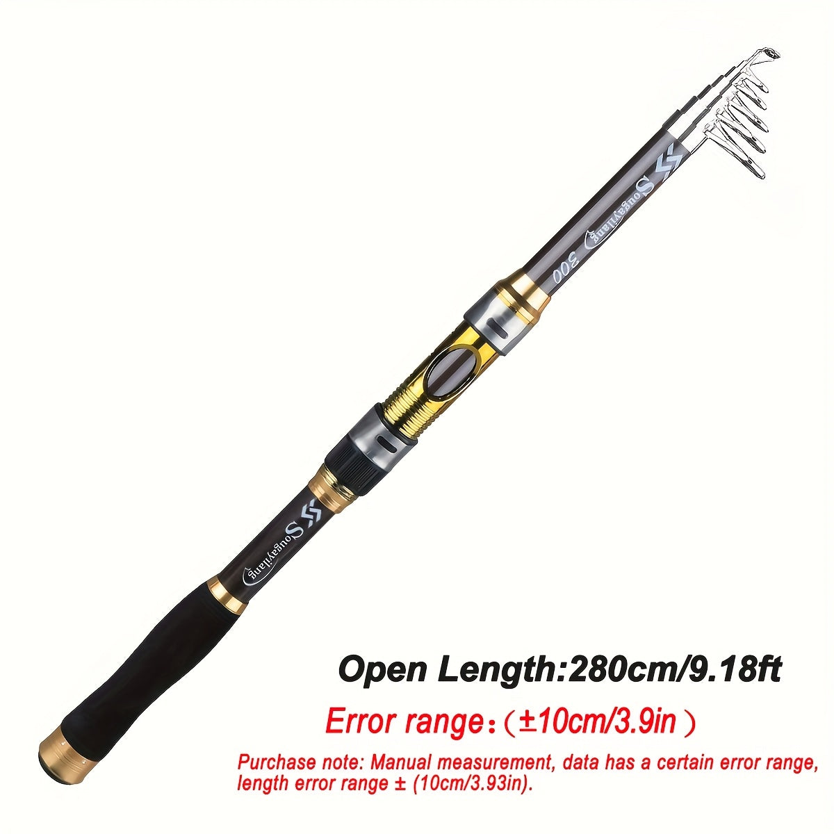 Sougayilang Spinning Fishing Rod Ultralight Carbon Fiber Portable Fishing Pole (actual Size:205-300cm/6.72-9.84ft)(due to Production Batch Problems, a Slight Error Is Within the Normal Range)