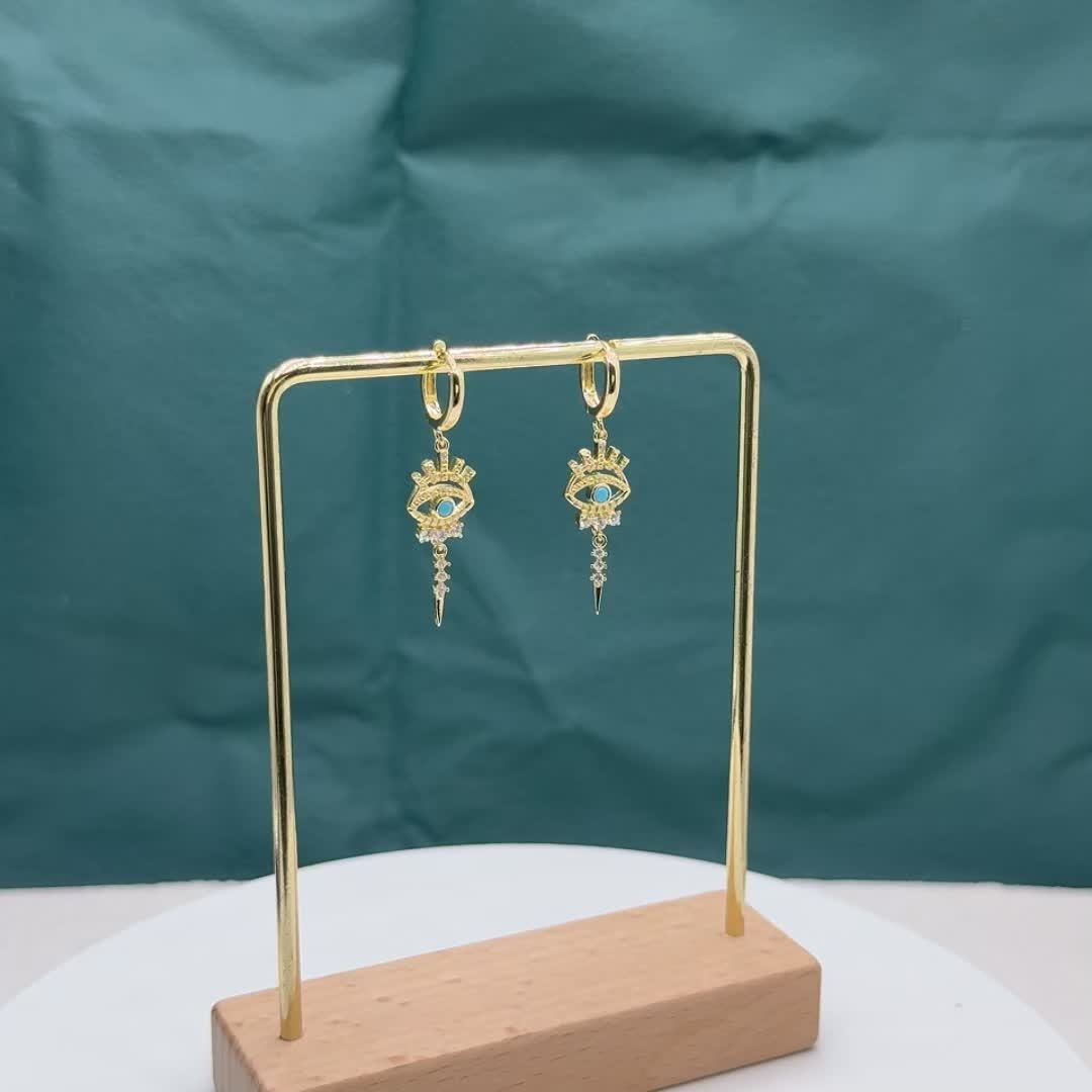 A Pair of Zirconium-encrusted Evil Eye Pendants