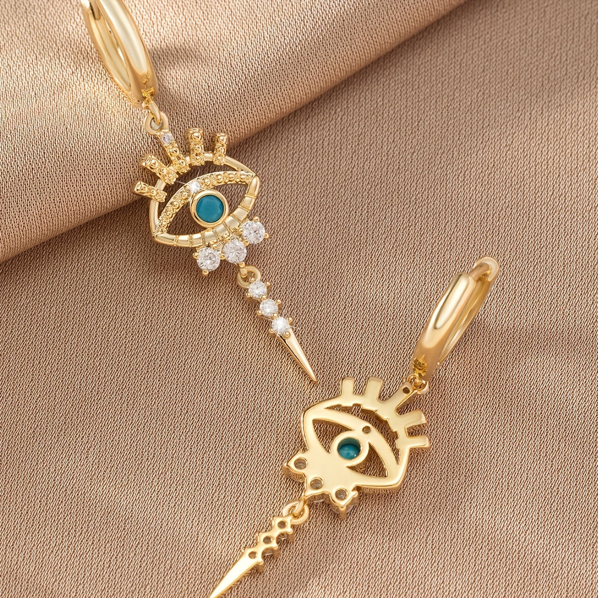 A Pair of Zirconium-encrusted Evil Eye Pendants