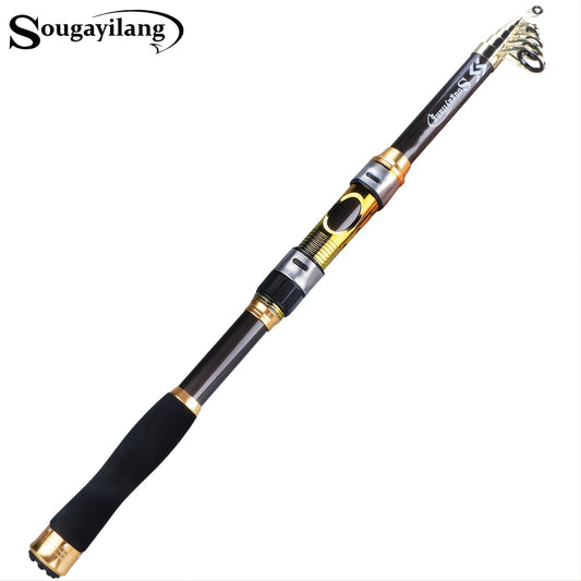 Sougayilang Spinning Fishing Rod Ultralight Carbon Fiber Portable Fishing Pole (actual Size:205-300cm/6.72-9.84ft)(due to Production Batch Problems, a Slight Error Is Within the Normal Range)