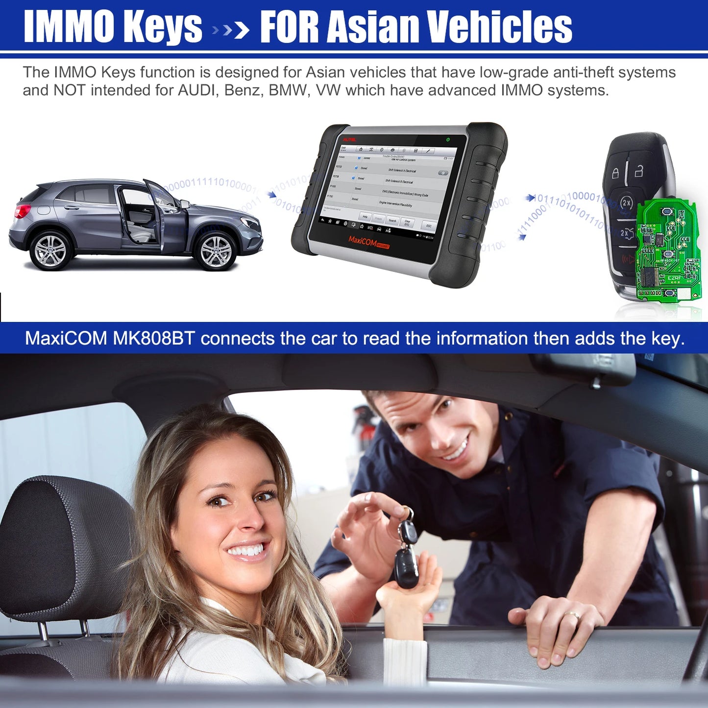 Autel MaxiCOM MK808BT PRO Car Diagnostic Tools OBD2 Scanner Code Reader All System Diagnosis PK MK808 MK808S