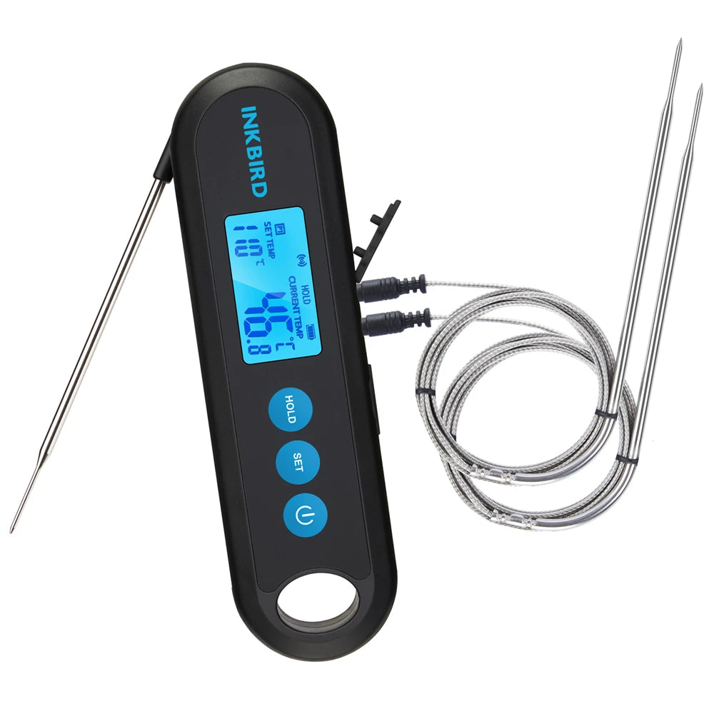 INKBIRD Digital Meat Thermometer With 2 External Probes IHT-2PB Backlight Display 2 Sec Instant Readout Bluetooth Rechargeable