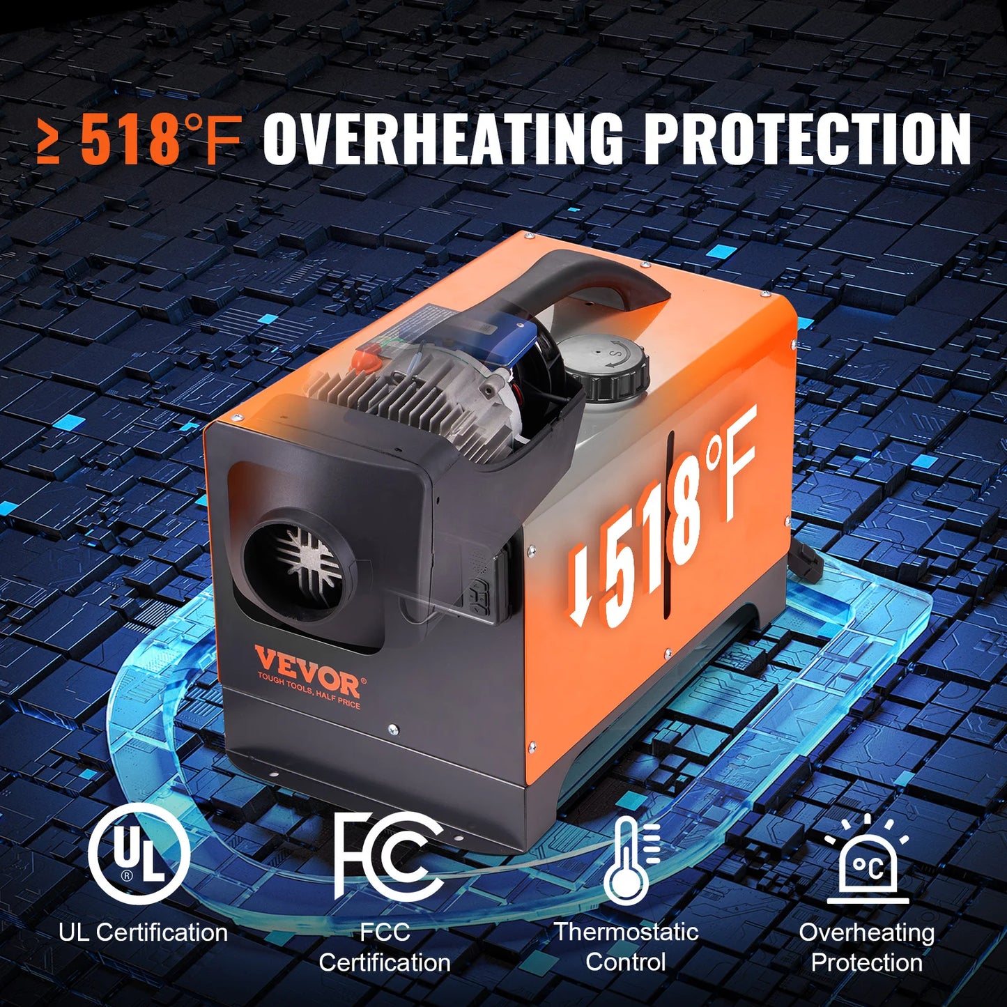 SucceBuy Diesel Air Heater 5/8KW 12V All in One Car Heater with Silencer Remote Control for Car Truck Boat Parking Diesel Heater