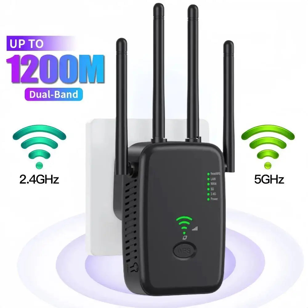 1200Mbps Wireless WiFi Repeater Signal Amplifier Router 2.4G 5G Dual-Band Extender 802.11ac Gigabit WiFi Repeater WIFI Booster