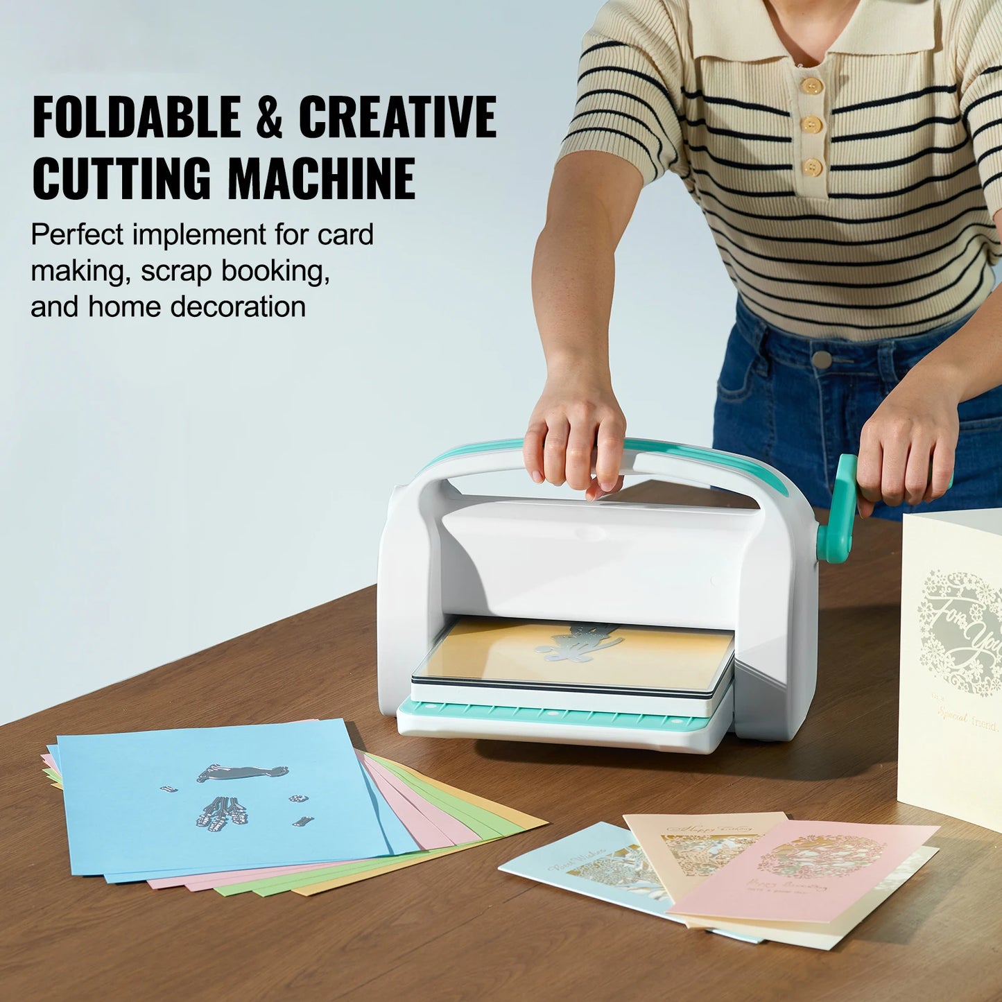 SucceBuy 6/9in Manual Die Cutting Embossing Machine Mini Opening Scrapbooking Handmake Tools for DIY Art Craft Card Decorations