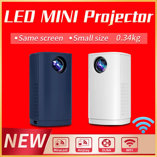 Smart Projector WIFI Mini Portable Home Theater Mobile Phone Same Screen Projector Support 4K LED Home Video Projector &Speaker