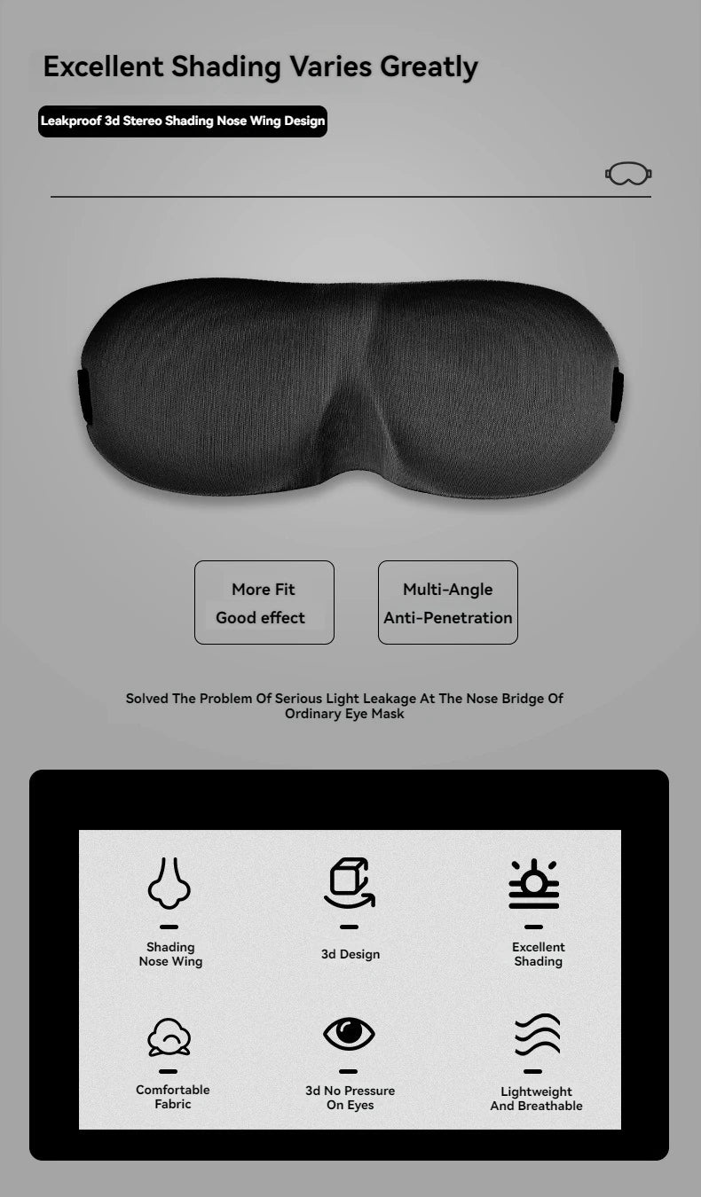 Eye Mask for Sleeping 3D Contoured Cup Blindfold Concave Molded Night Sleep Face Masks Block Out Light with Women Men Eyepatch