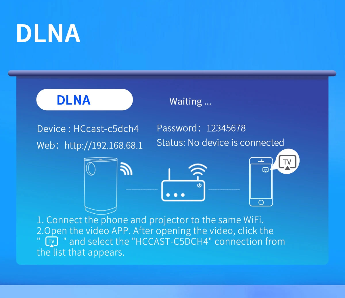 Smart Projector WIFI Mini Portable Home Theater Mobile Phone Same Screen Projector Support 4K LED Home Video Projector &Speaker