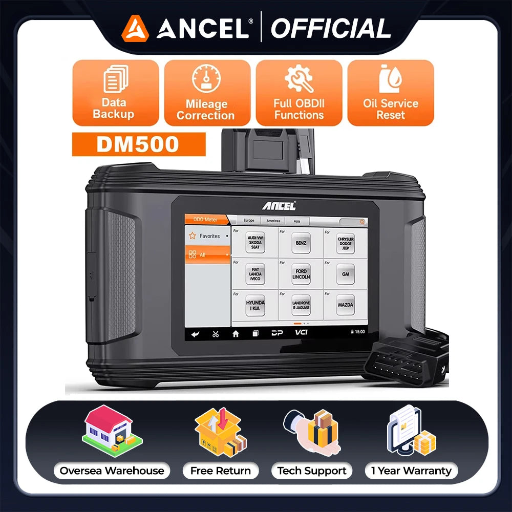 ANCEL DM500 Car Cluster Correction Oil Reset Code Reader OBD2 Scanner Read Write EEPROM Instrument Adjustment Diagnostic Tools