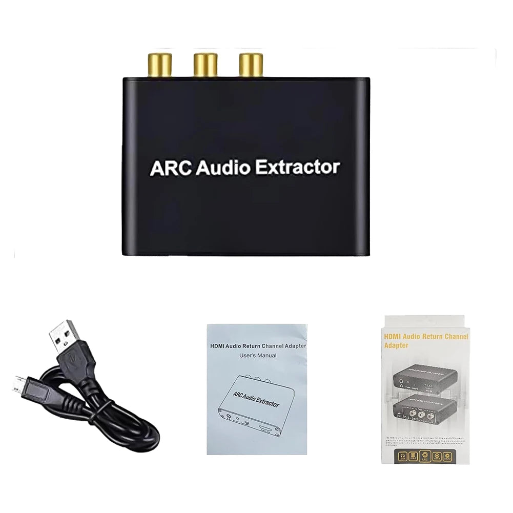 4K HDMI ARC Audio Extractor Digital to Analog Audio Converter ARC To SPDIF Coaxial L/R Stereo 3.5mm Jack Audio Adapter for HDTV