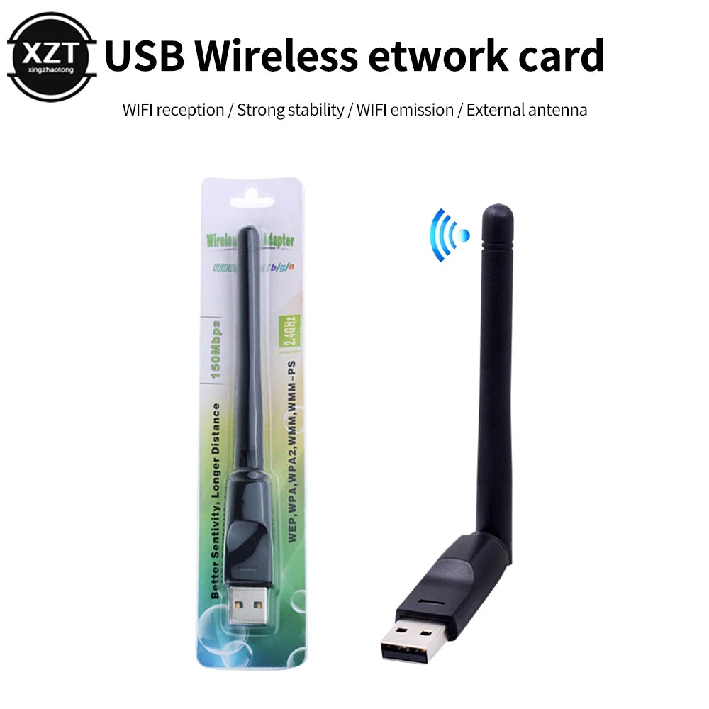 150Mbps MT7601 Mini USB WiFi Adapter 2.4GHz Wireless Network Card 802.11 b /g/n WiFi Receiver LAN Dongle For Set Top Box RTL8188