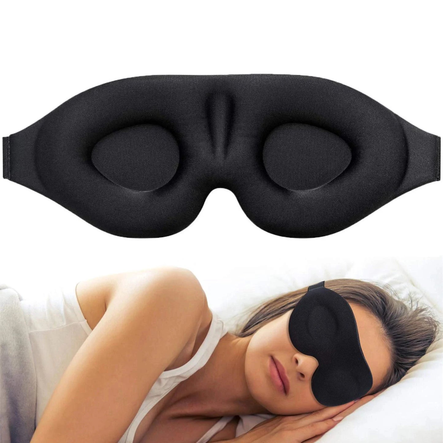 Eye Mask for Sleeping 3D Contoured Cup Blindfold Concave Molded Night Sleep Mask Block Out Light with Women Men with Earplugs