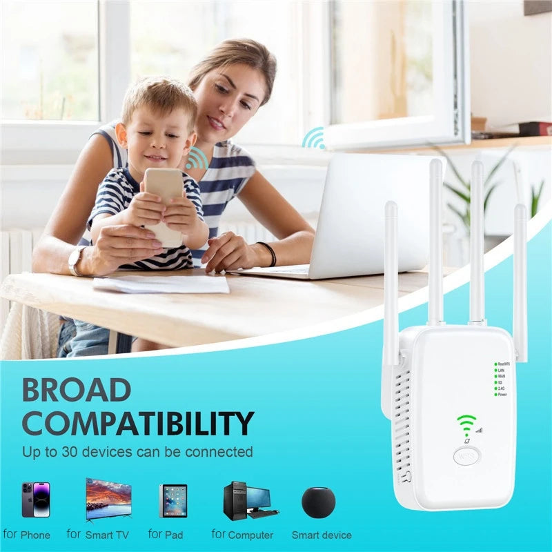 1200Mbps Wireless WiFi Repeater Signal Amplifier Router 2.4G 5G Dual-Band Extender 802.11ac Gigabit WiFi Repeater WIFI Booster