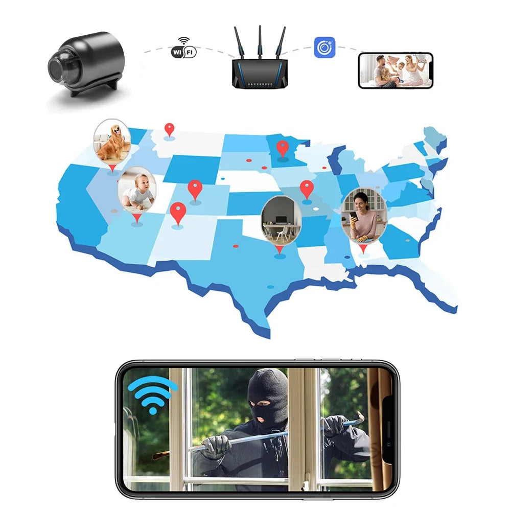 1080P HD Mini WiFi Camera Indoor Safety Security Surveillance Baby Monitor Night Vision Camcorder IP Cam Audio Video Recorder