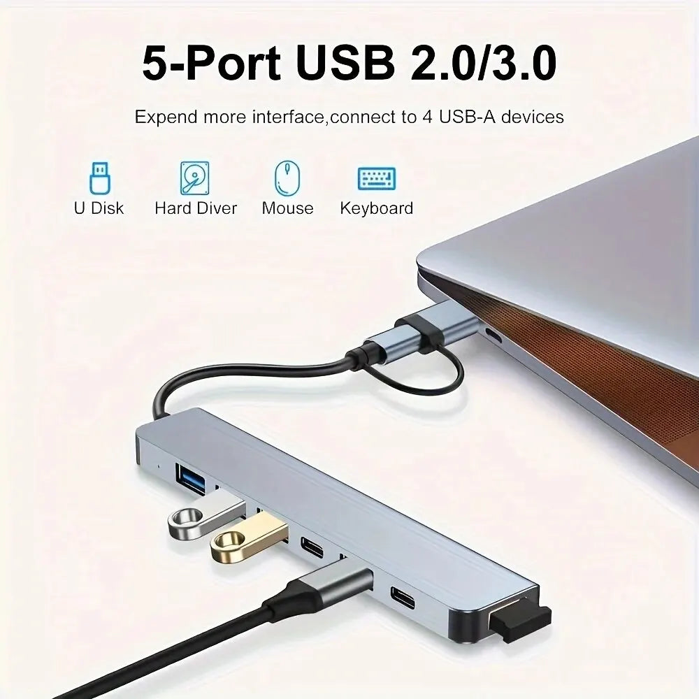 7 Ports USB 3.0 2.0 Type C HUB Expander Splitter High Speed OTG Adapter Docking Station For Laptop PC Hard Drive Mouse Keyboard