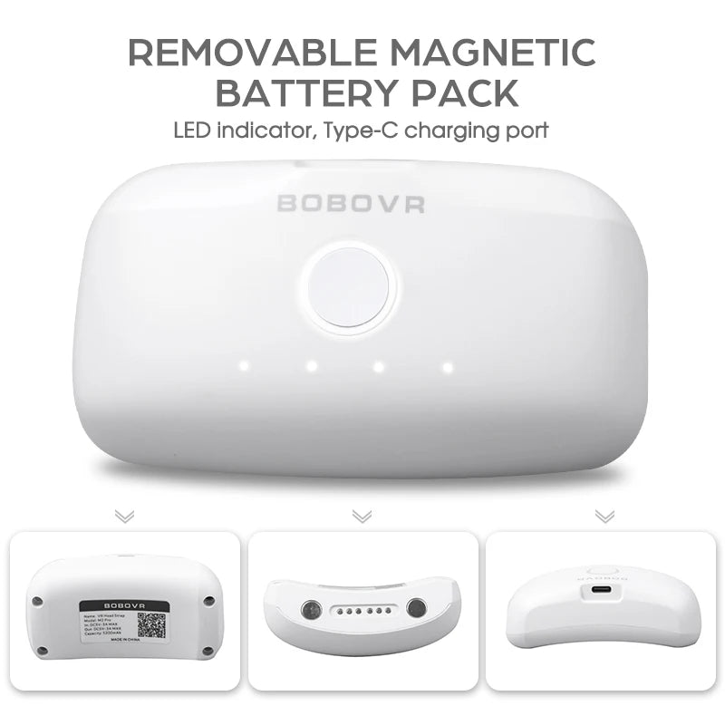 BOBOVR M2 Pro Battery Head Strap Compatible with Oculus Quest 2 Elite Halo Strap 5200mAh Battery for Meta Quest2 VR Accessories