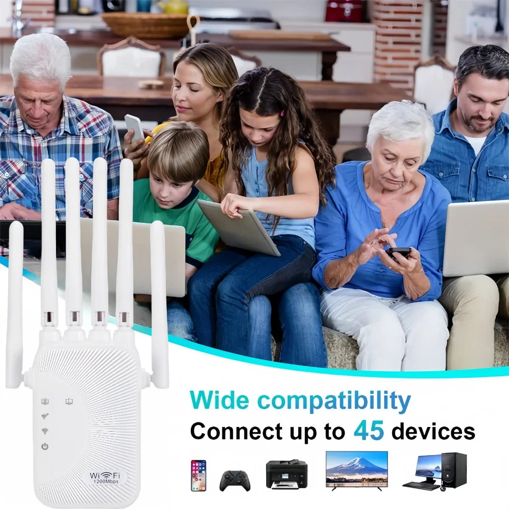 Router Wireless Repeater 1200Mbps Wifi Signal Booster Dual-Band 2.4G 5G WiFi Extender Gigabit WiFi Amplifier Home Office Outdoor