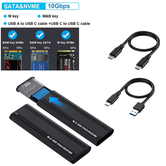 10Gbps M2 SSD Case NVME SATA Dual Protocol M.2 to USB Type C 3.1 SSD Adapter for NVME PCIE NGFF SATA SSD Disk Box M.2 SSD Case