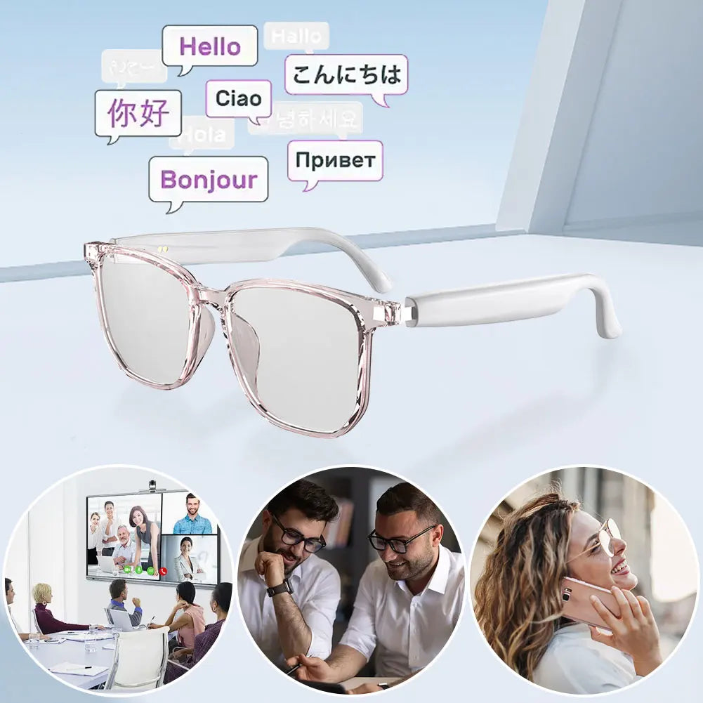 Smart Glasses Earphones Automatic Voice Translation AI Glasses Support 75 Languages Audio Glasses for Travel Business Meeting