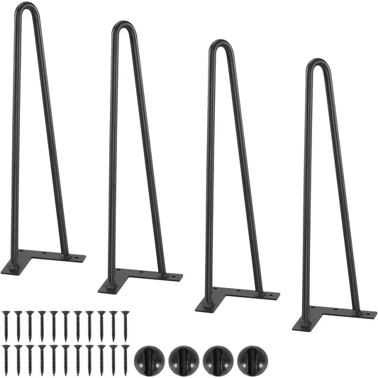 SucceBuy 16/19/28in Hairpin Furniture Legs 4PCS Black 500lbs Metal Heavy Duty  Modern Table Legs For Nightstand Coffee Table
