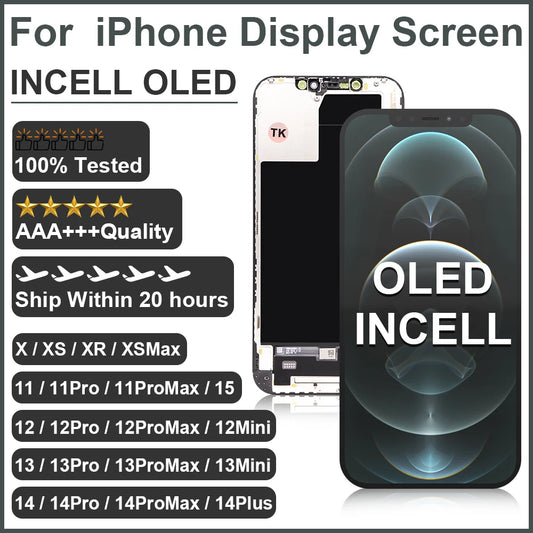 AAA+++ For iPhone XR XS MAX 11 Display 3D Touch Screen Replace For 12 14 Plus 11 Pro screen incell 12 Pro Max display 13 Min