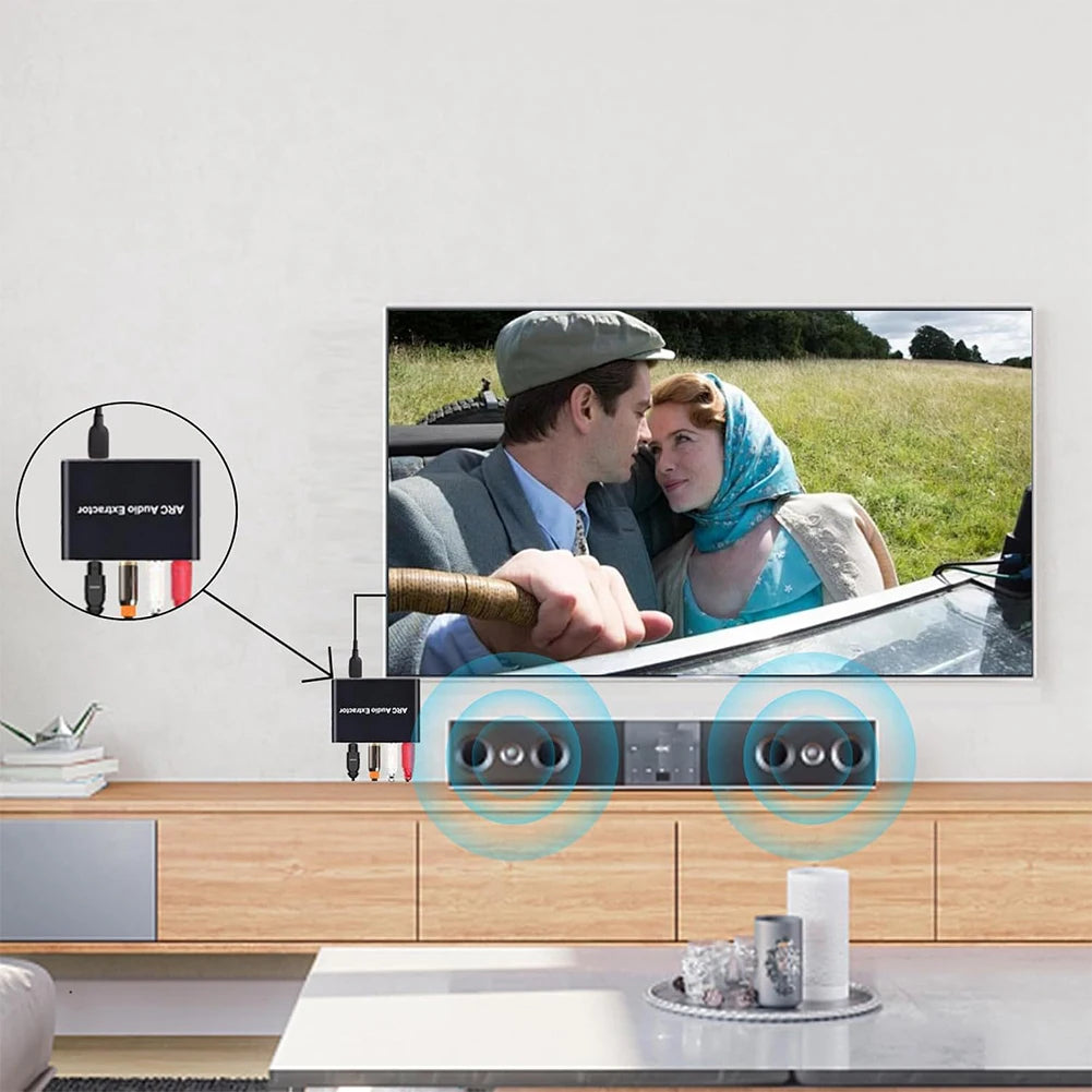 4K HDMI ARC Audio Extractor Digital to Analog Audio Converter ARC To SPDIF Coaxial L/R Stereo 3.5mm Jack Audio Adapter for HDTV