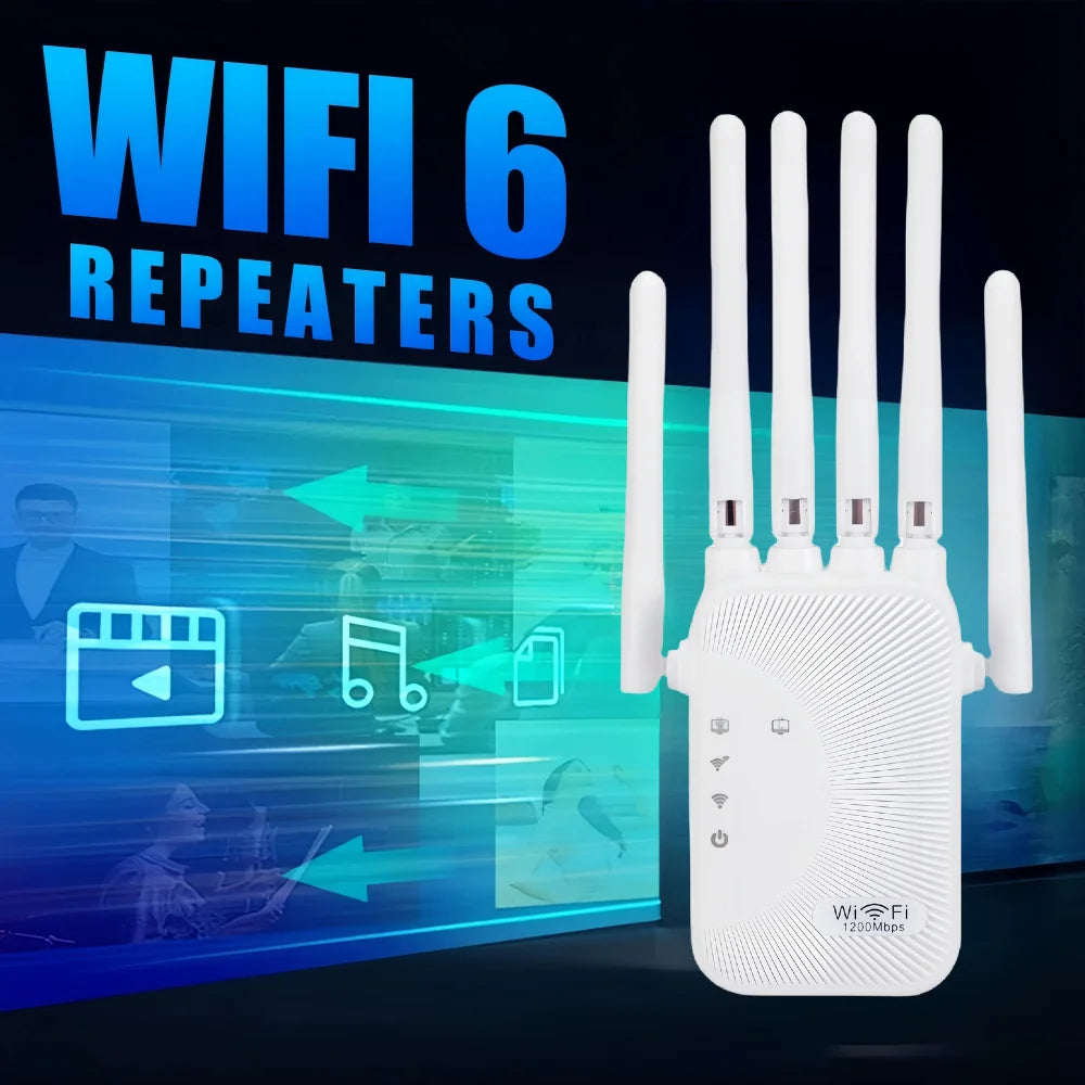 Router Wireless Repeater 1200Mbps Wifi Signal Booster Dual-Band 2.4G 5G WiFi Extender Gigabit WiFi Amplifier Home Office Outdoor