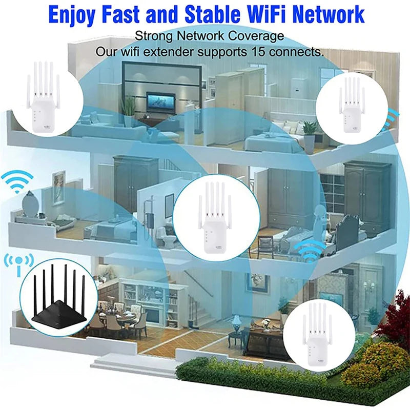 Router Wireless Repeater 1200Mbps Wifi Signal Booster Dual-Band 2.4G 5G WiFi Extender Gigabit WiFi Amplifier Home Office Outdoor