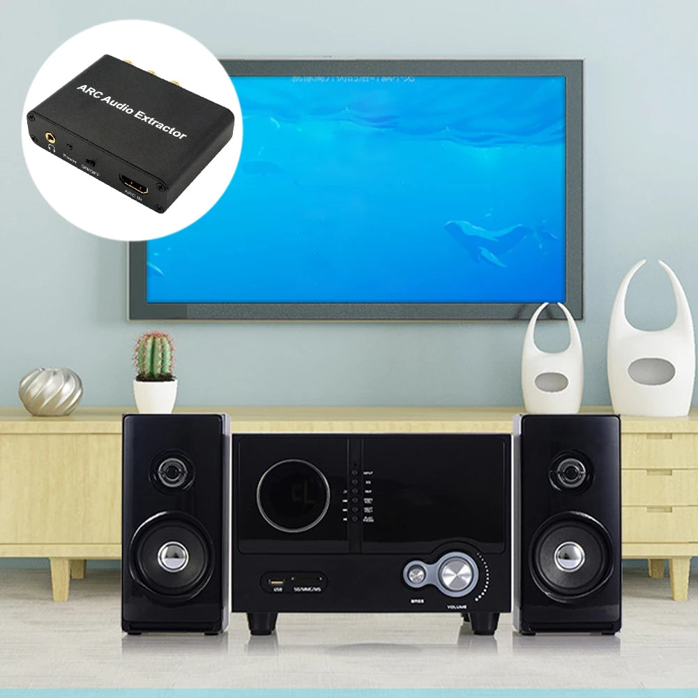 4K HDMI ARC Audio Extractor Digital to Analog Audio Converter ARC To SPDIF Coaxial L/R Stereo 3.5mm Jack Audio Adapter for HDTV