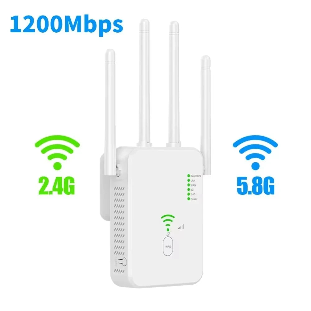 1200Mbps Wireless WiFi Repeater Signal Amplifier Router 2.4G 5G Dual-Band Extender 802.11ac Gigabit WiFi Repeater WIFI Booster