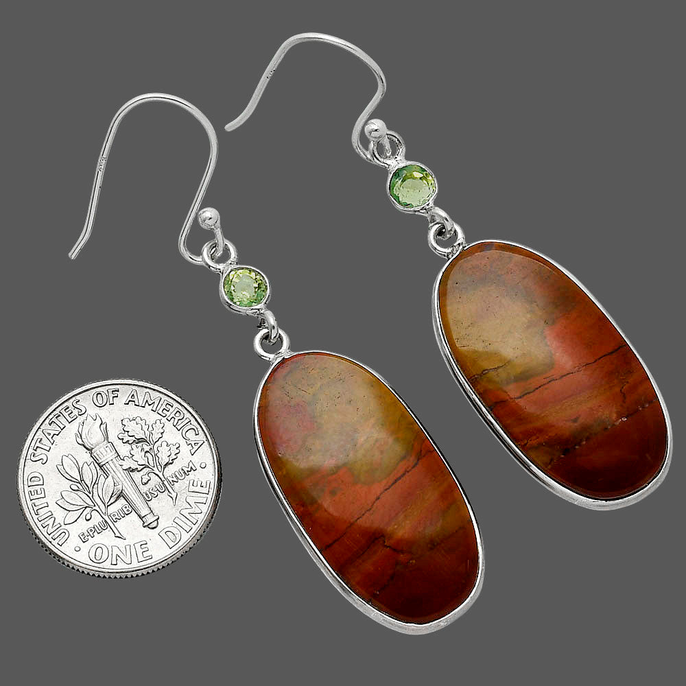 Natural Snake Skin Jasper & Peridot Earrings E-1002 SDE85507