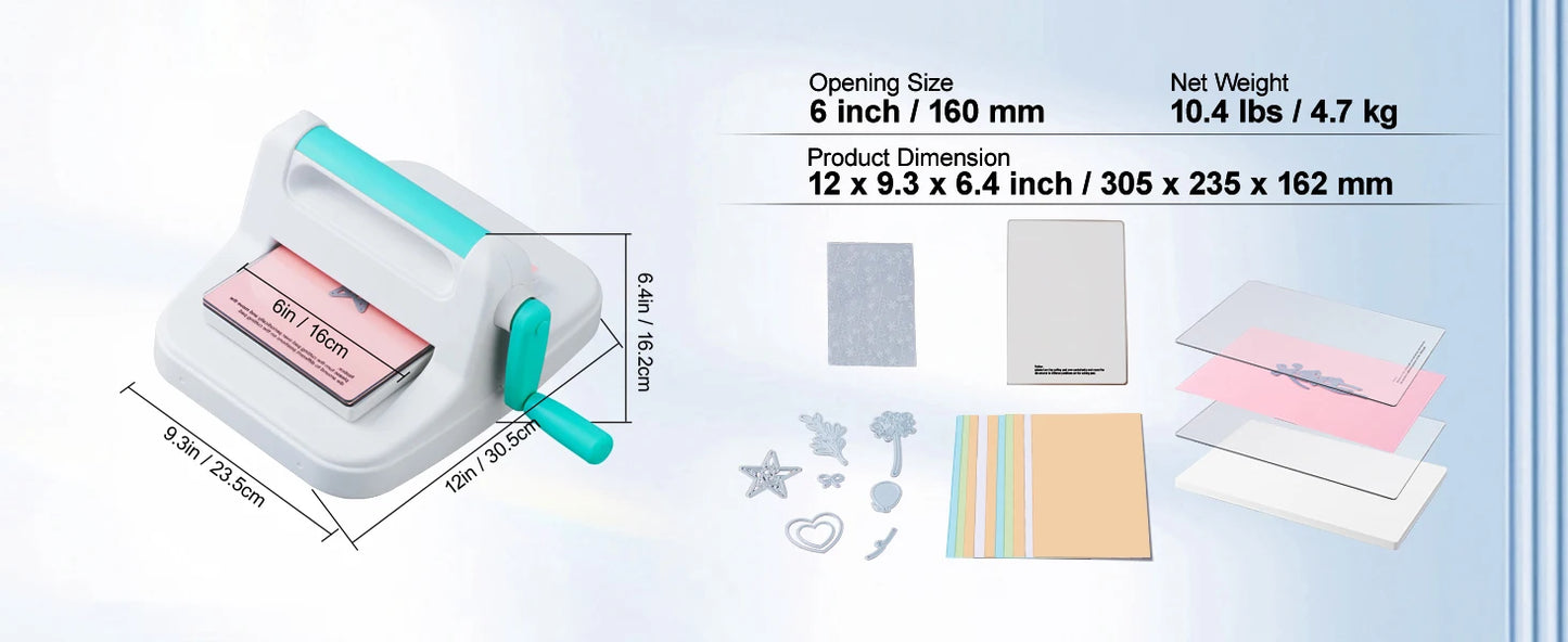 SucceBuy 6/9in Manual Die Cutting Embossing Machine Mini Opening Scrapbooking Handmake Tools for DIY Art Craft Card Decorations
