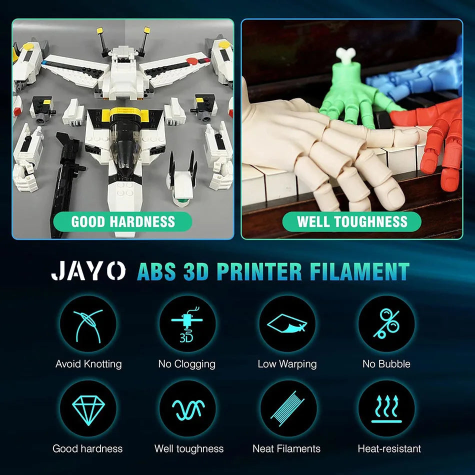JAYO ASA / ABS / Easy ABS Filament 1.75mm 1KG 3D Filament Low Printing Temperature ABS 3D Printer Filament Excellent Resistance