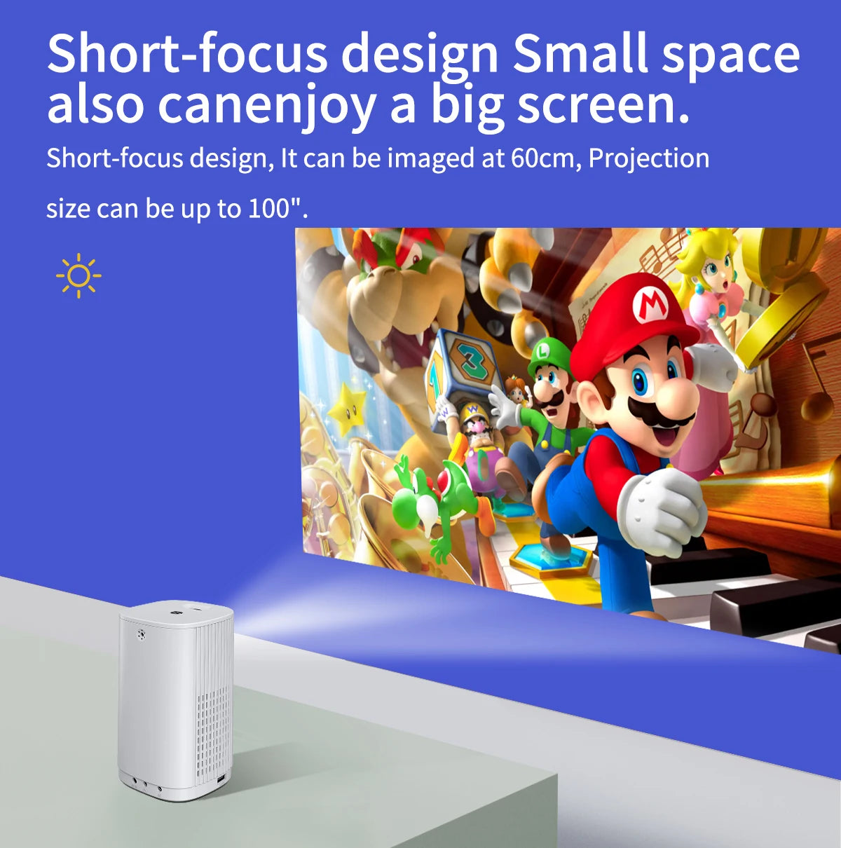 Smart Projector WIFI Mini Portable Home Theater Mobile Phone Same Screen Projector Support 4K LED Home Video Projector &Speaker