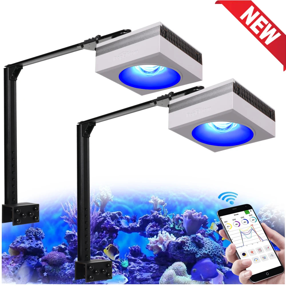 NEW PopBloom RL90 WiFi Led Aquarium Light Full Spectrum, Reef Light Aquarium Saltwater Coral Growing Marine Aquarium Tank Lamp